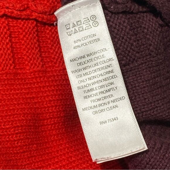 Tahari Mock Neck Colorblock Cotton Blend Ribbed Knit Sweater Women's Size Small - Picture 7 of 15